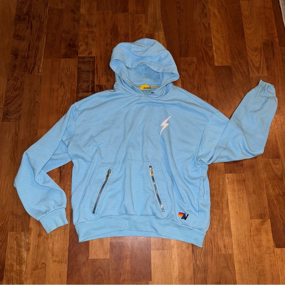 Aviator Nation Sky Blue Hoodie with Bolt